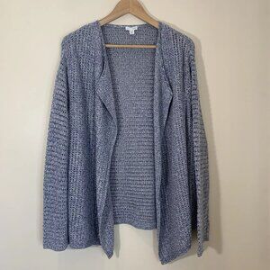 J Jill Womens Open Cardigan 2X Blue Open Knit Cotton Coastal Beachy Airy